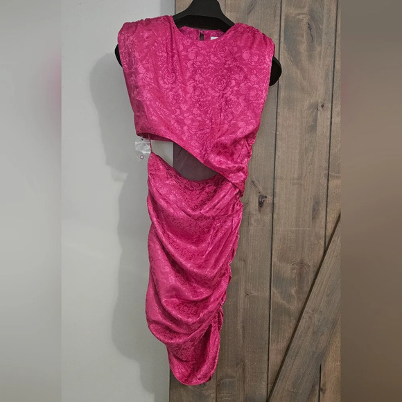 RONNY KOBO Kyle AsymetricalCutout Ruched Sleeveless Dress in Pink. Small NWT - Picture 2 of 10